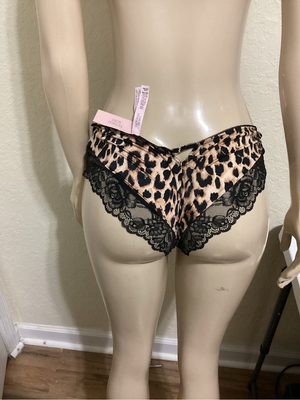 Victoria's Secret Leopard-Print Bikini Panty with Black Lace Trim